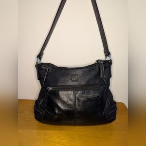 ⭐Stone & Company⭐ Black Pebbled Leather Shoulder Bag Multi-Pocket
